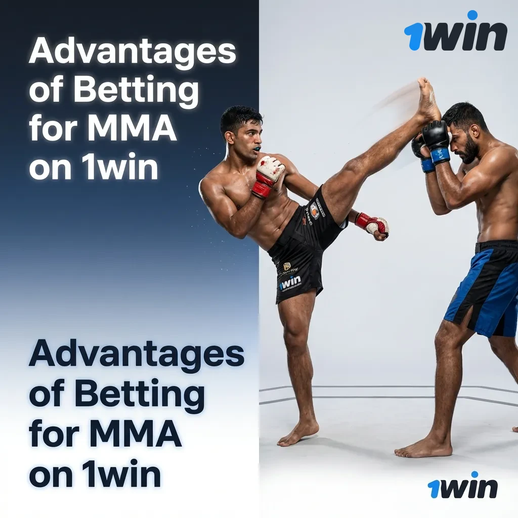 MMA betting interface showing UFC odds, live betting options, payment methods, and fighter statistics on 1win platform