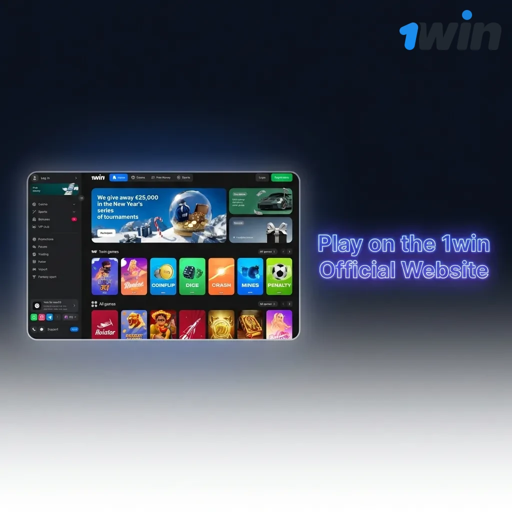 Person playing casino games and sports betting on 1win website displayed on desktop computer screen