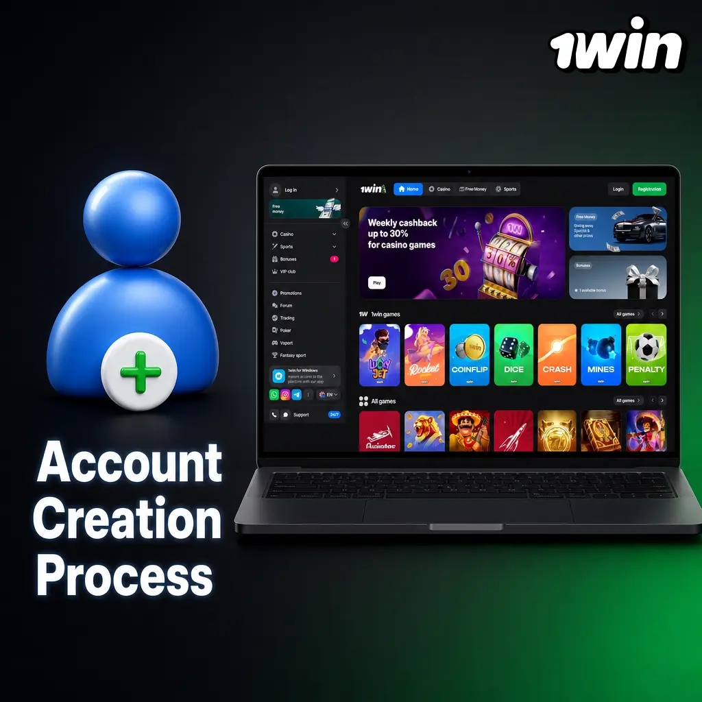 Visual guide showing the step-by-step account creation process for new user registration.