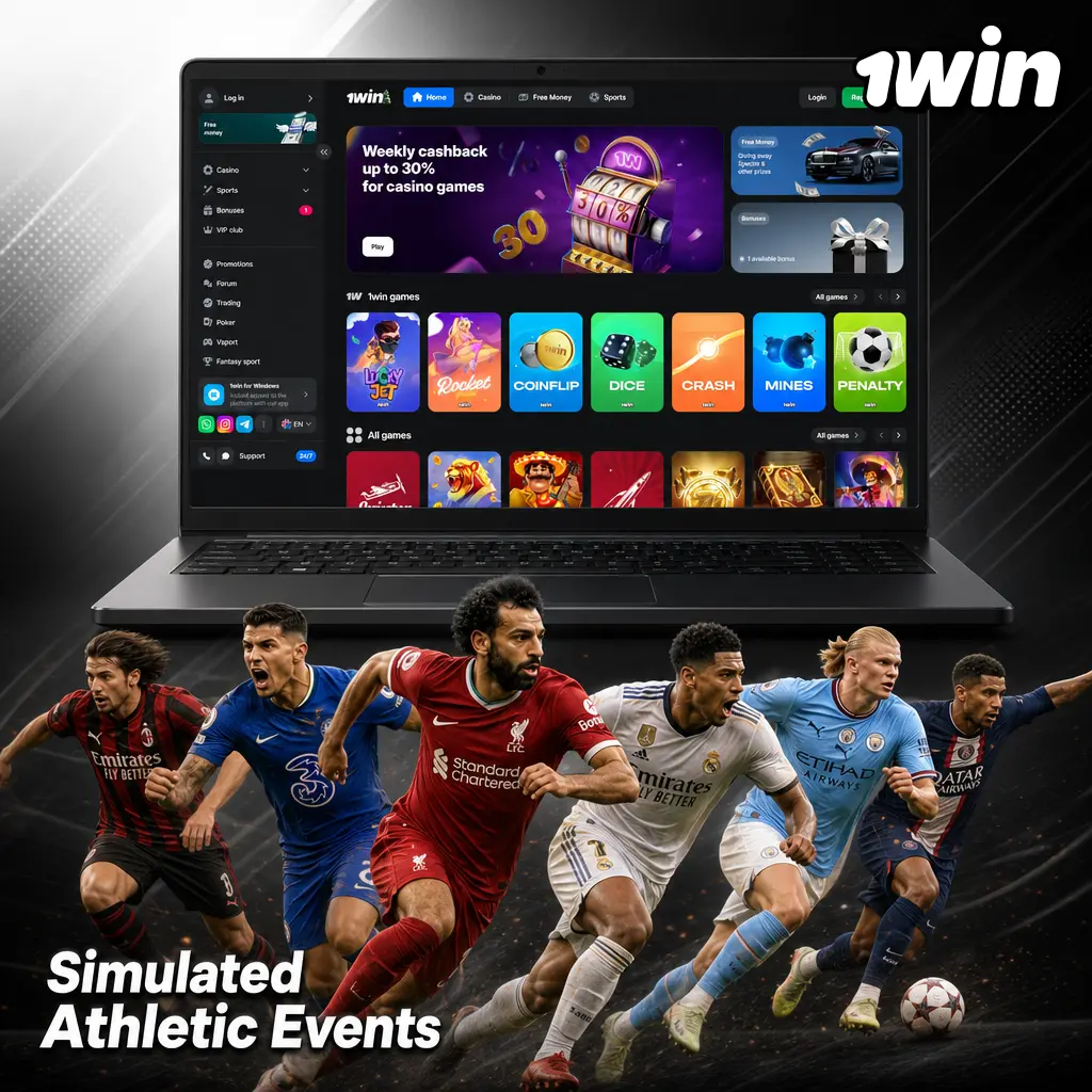 Simulated athletic events featuring athletes competing in virtual sports.